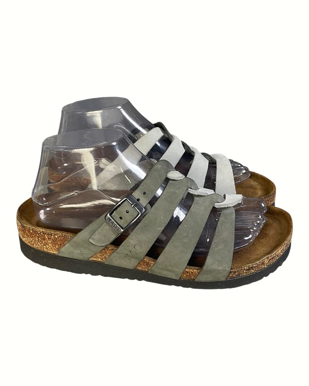 Naot Women’s Dark Grey/Light Grey Leather Multi-Strap Boho Sandals Size-39 (8)